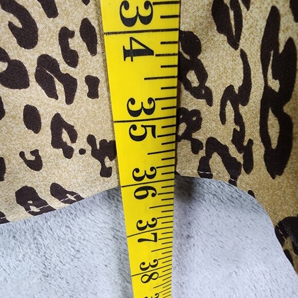 Womens Valerie Stevens Brown Leopard Print 100% Silk Midi Skirt Side Zip Size 12 - Picture 8 of 9